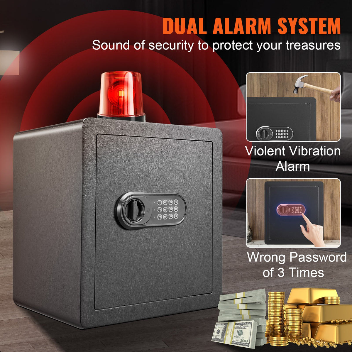 Home Safe | 1.8 cu.ft Steel Security Box | 15.75x13x16.9" for Cash & Valuables