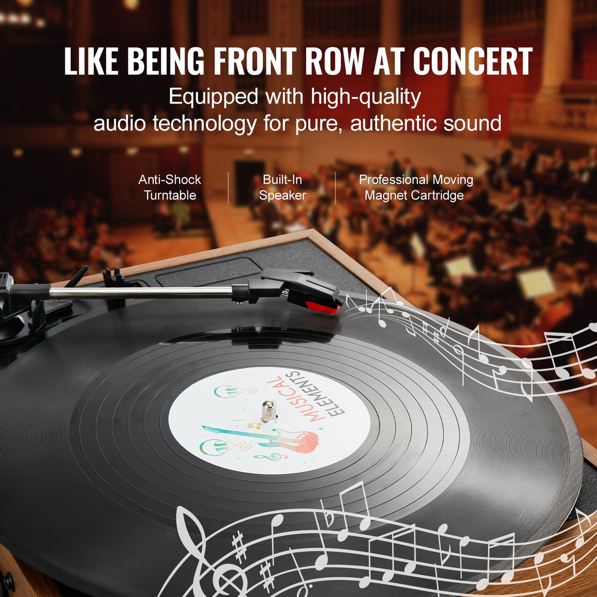 Bluetooth Record Player | 3-Speed Turntable with 3W Speakers