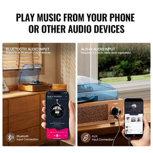 Bluetooth Record Player | 3-Speed Turntable with 3W Speakers