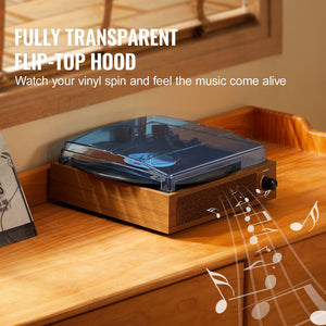 Bluetooth Record Player | 3-Speed Turntable with 3W Speakers