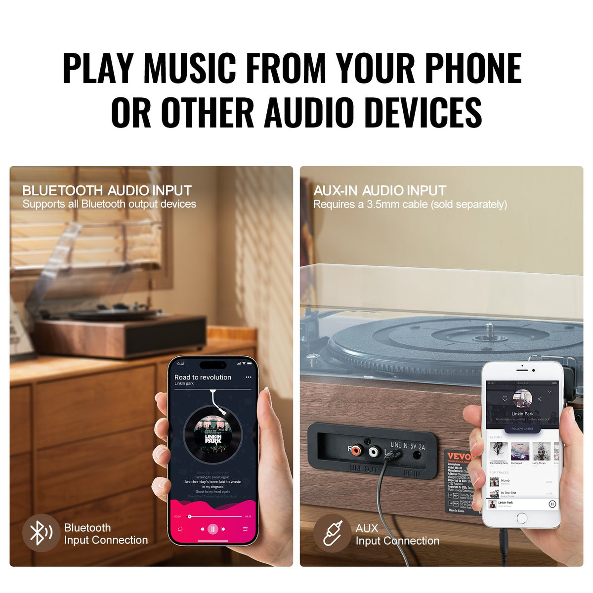 Bluetooth Record Player | 3-Speed Turntable with 10W Speakers