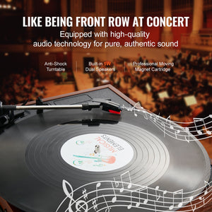 Bluetooth Record Player | 3-Speed Turntable with 5W Speakers