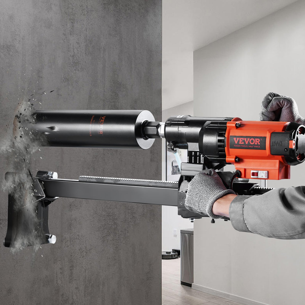 Diamond Core Drill Machine 8" | Wet & Dry Concrete Core Rig with Stand | 750RPM | 2500W | For Brick, Block & Stone