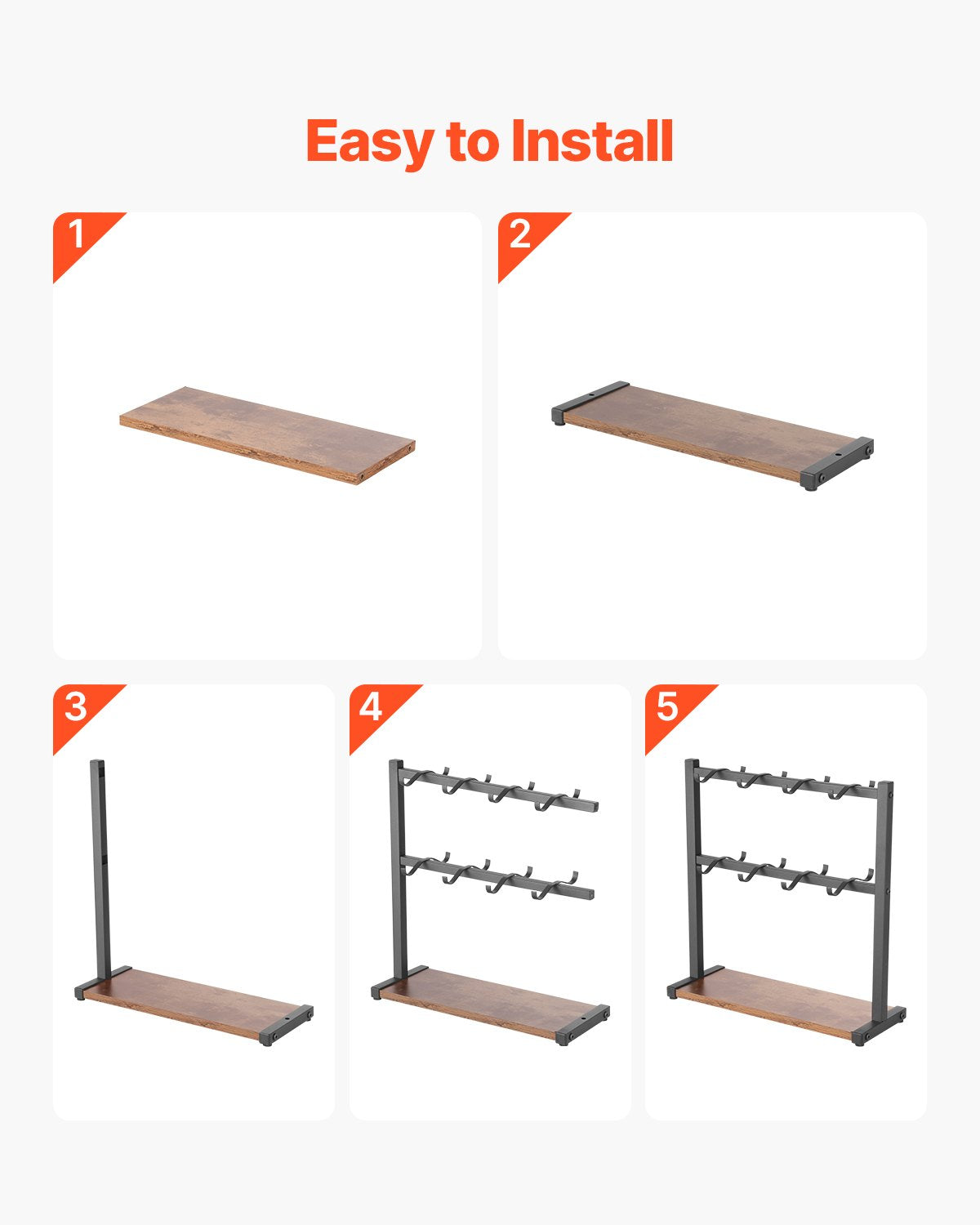 Coffee Mug Holder | 16-Hook Countertop Rack with Wooden Base