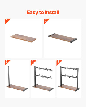 Coffee Mug Holder | 16-Hook Countertop Rack with Wooden Base