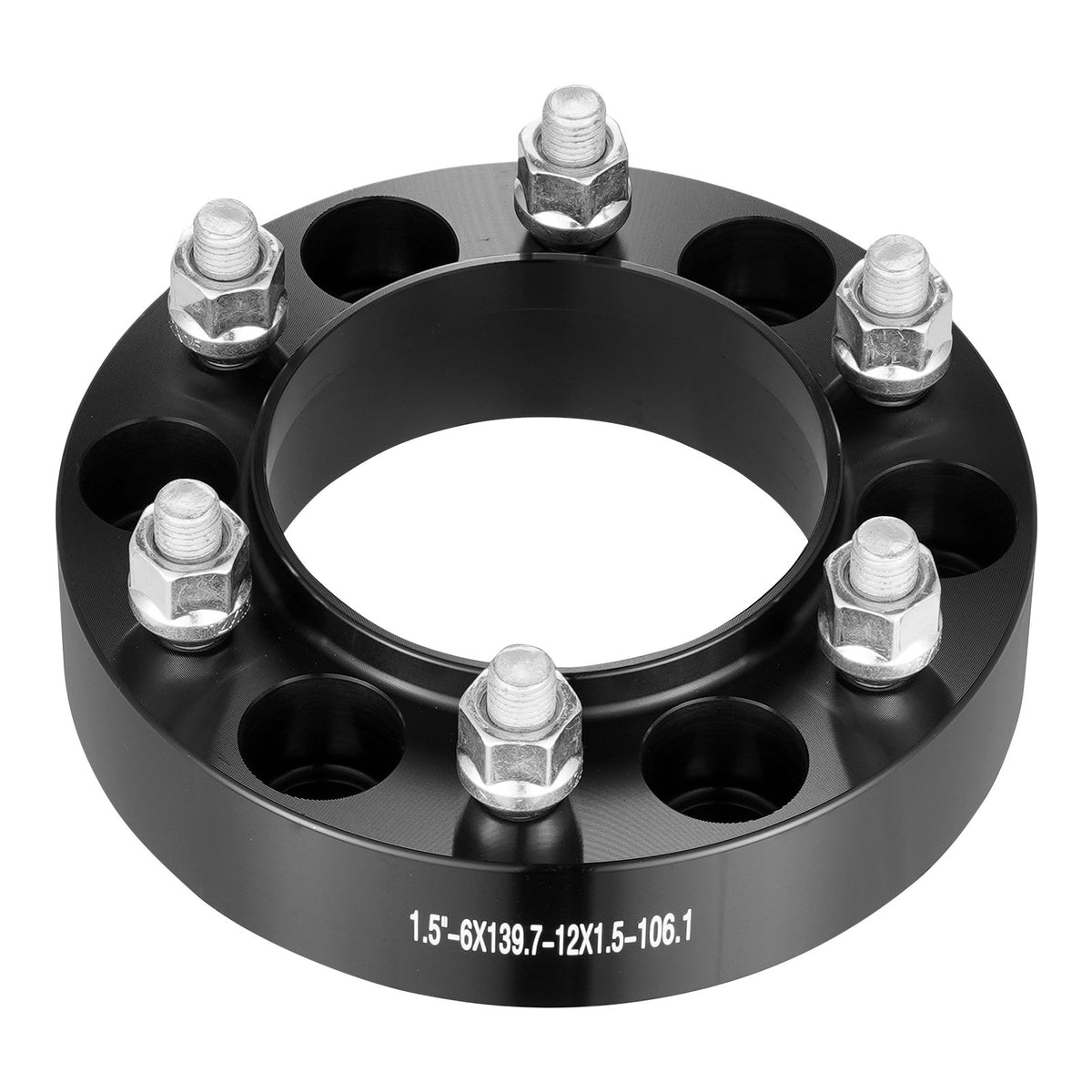 Wheel Spacers | 1.5" 6x5.5" Forged 6-Lug Adapters | Set of 4 Black Alloy Spacers
