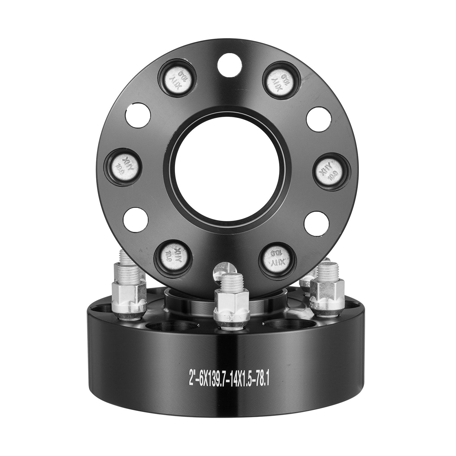 Wheel Spacers | 2" 6x5.5" Forged 6-Lug Adapters | Set of 4 Black Alloy Spacers for Trucks & SUVs
