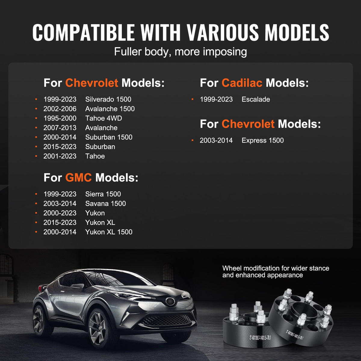 Wheel Spacers | 2" 6x5.5" Forged 6-Lug Adapters | Set of 4 Black Alloy Spacers for Trucks & SUVs