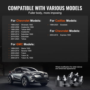 Wheel Spacers | 2" 6x5.5" Forged 6-Lug Adapters | Set of 4 Black Alloy Spacers for Trucks & SUVs