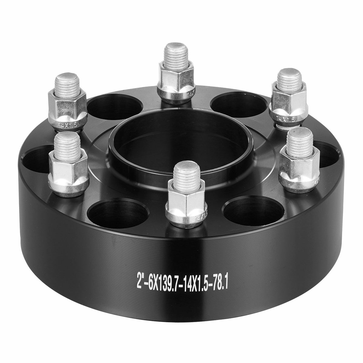 Wheel Spacers | 2" 6x5.5" Forged 6-Lug Adapters | Set of 4 Black Alloy Spacers for Trucks & SUVs