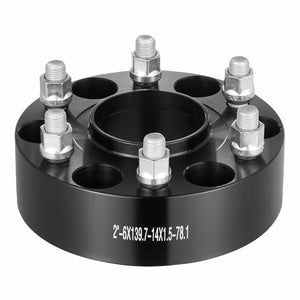 Wheel Spacers | 2" 6x5.5" Forged 6-Lug Adapters | Set of 4 Black Alloy Spacers for Trucks & SUVs