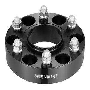 Wheel Spacers | 2" 6x5.5" Forged 6-Lug Adapters | Set of 4 Black Alloy Spacers for Trucks & SUVs