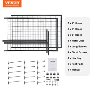 Grid Wall Panels 2 Pack | 2'x5.6' Double-Sided with T-Base Stand