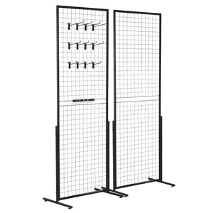 Grid Wall Panels 2 Pack | 2'x5.6' Double-Sided with T-Base Stand