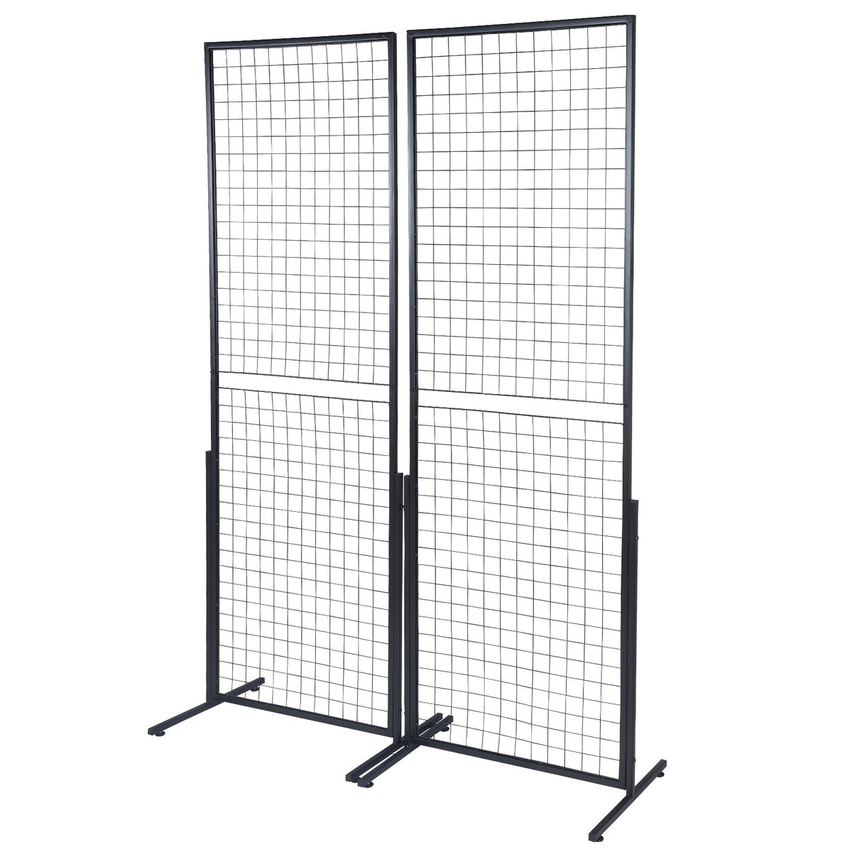 Grid Wall Panels 2 Pack | 2'x5.6' Double-Sided with T-Base Stand