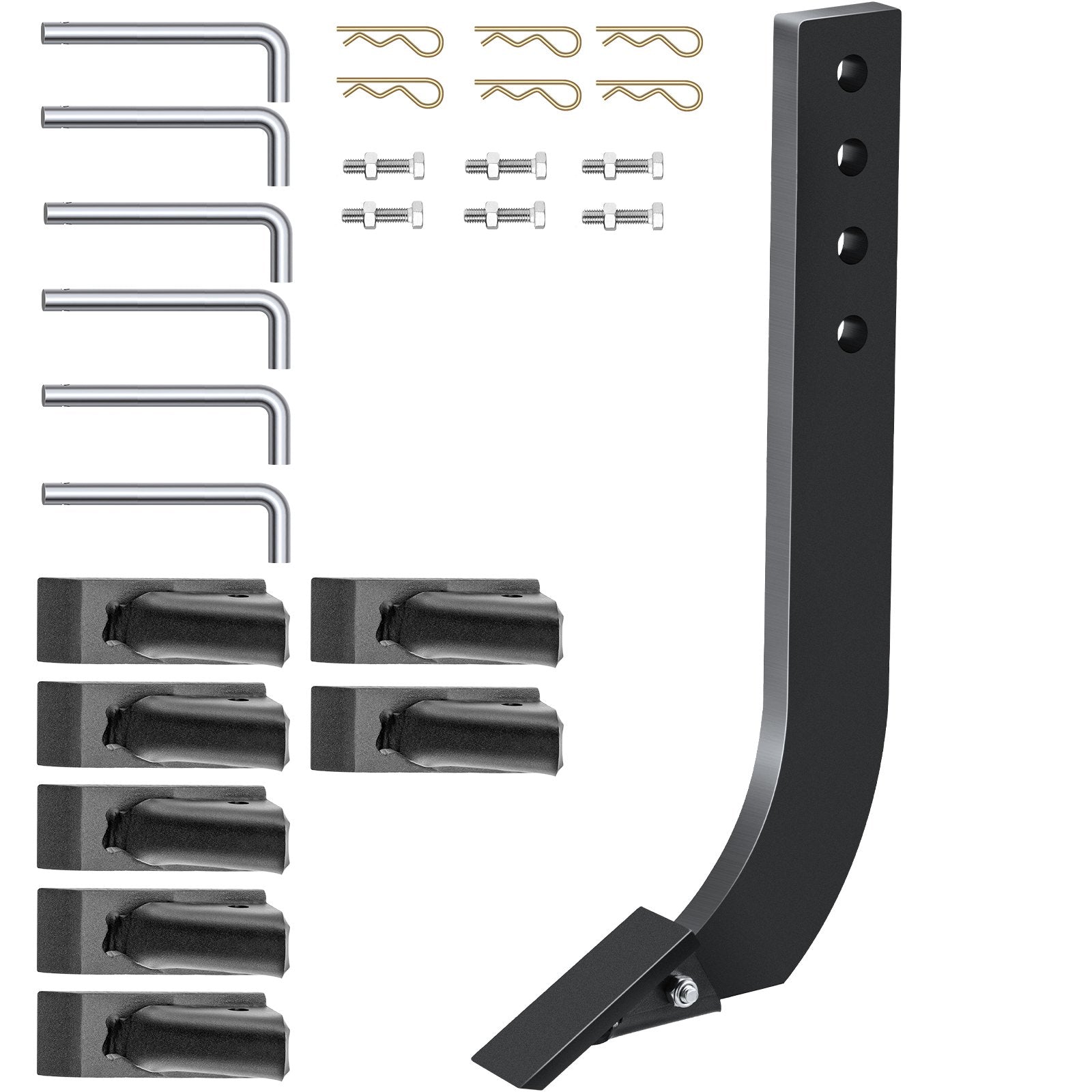Box Blade Shank 46.6cm | 4 Holes Scarifier Shank with Removable Teeth & Pins | Adjustable Shanks for Digging & Ploughing | 6 Pack