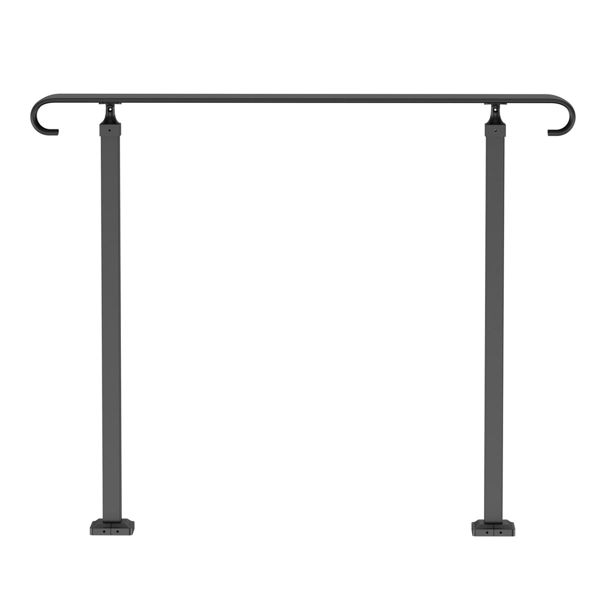 Outdoor Step Handrail | Fits 1-3 Steps | Wrought Iron Adjustable Stair Railing | For Concrete or Wooden Steps | Black Transitional Design