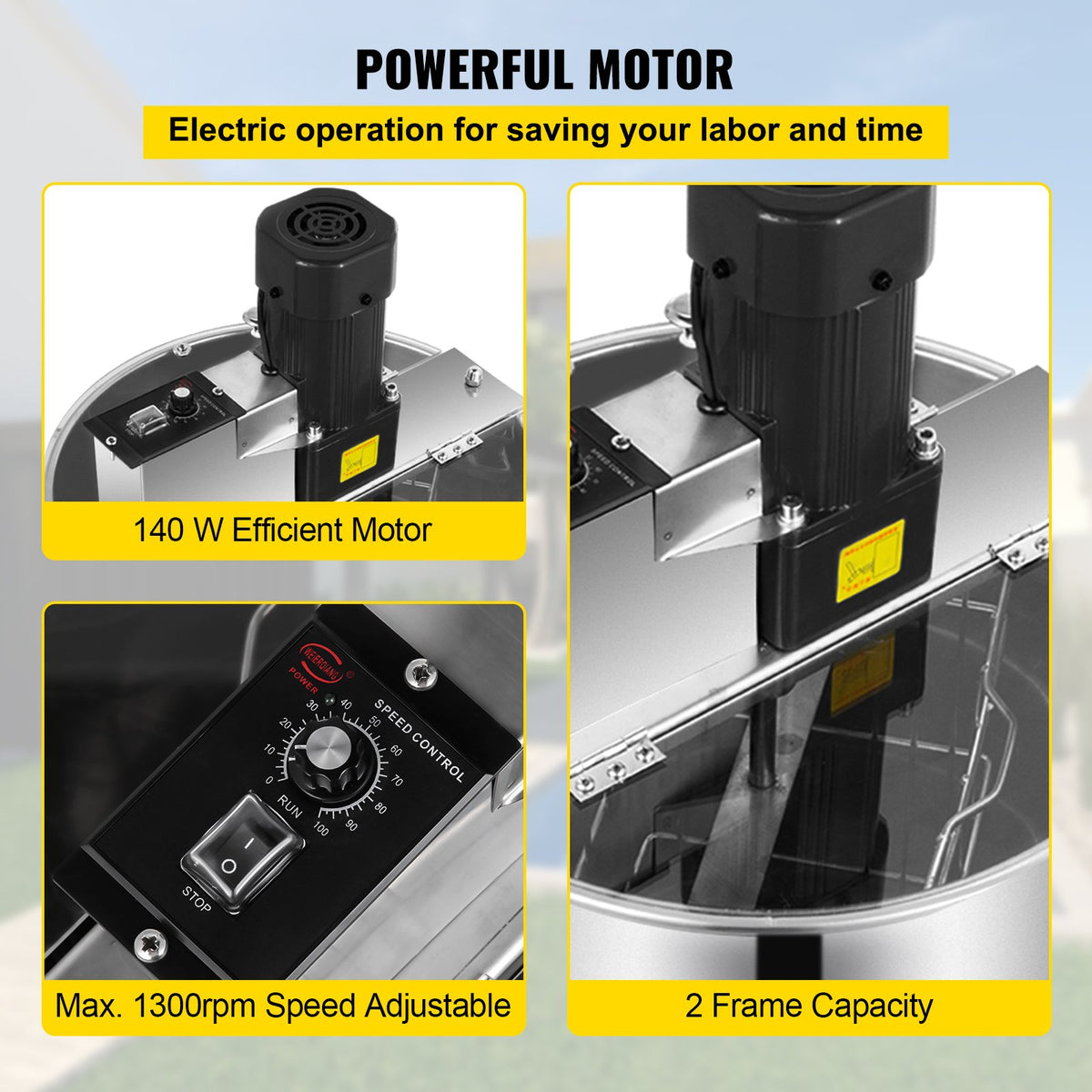 Honey Extractor | 2-Frame Electric Stainless Steel Beekeeping Equipment