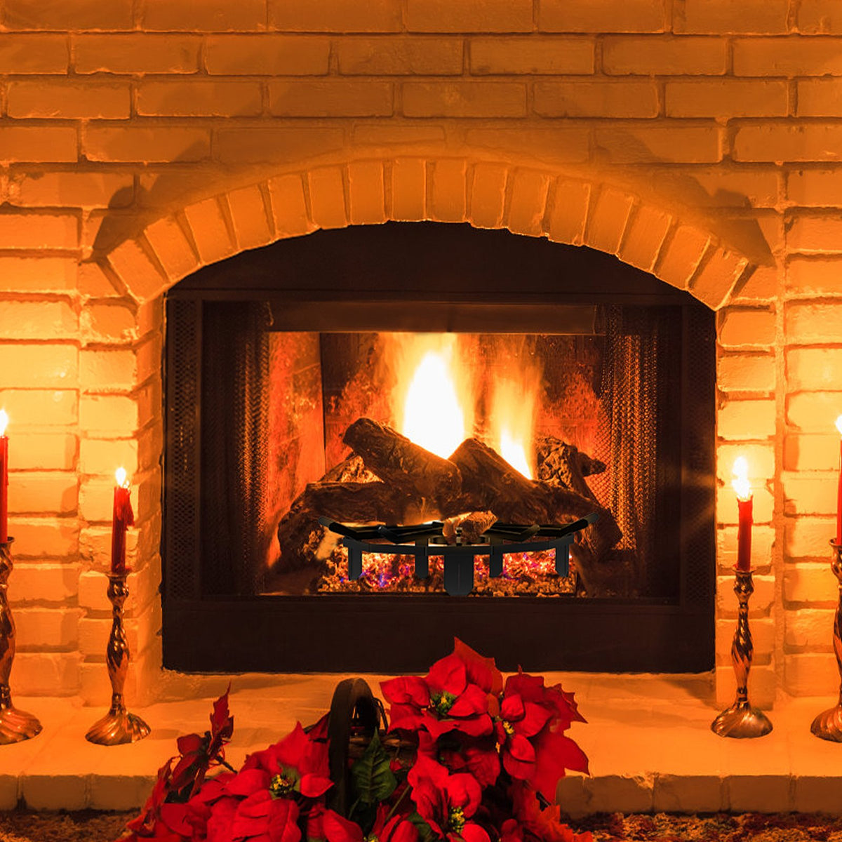 Log Grate 27 Inch | Heavy Duty Steel Firewood Rack with 6 Legs | Powder-Coated Finish | For Wood Stoves & Outdoor Fire Pits