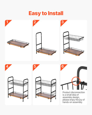 Coffee Bar Organizer | 2-Tier Countertop Stand with 12 Hooks