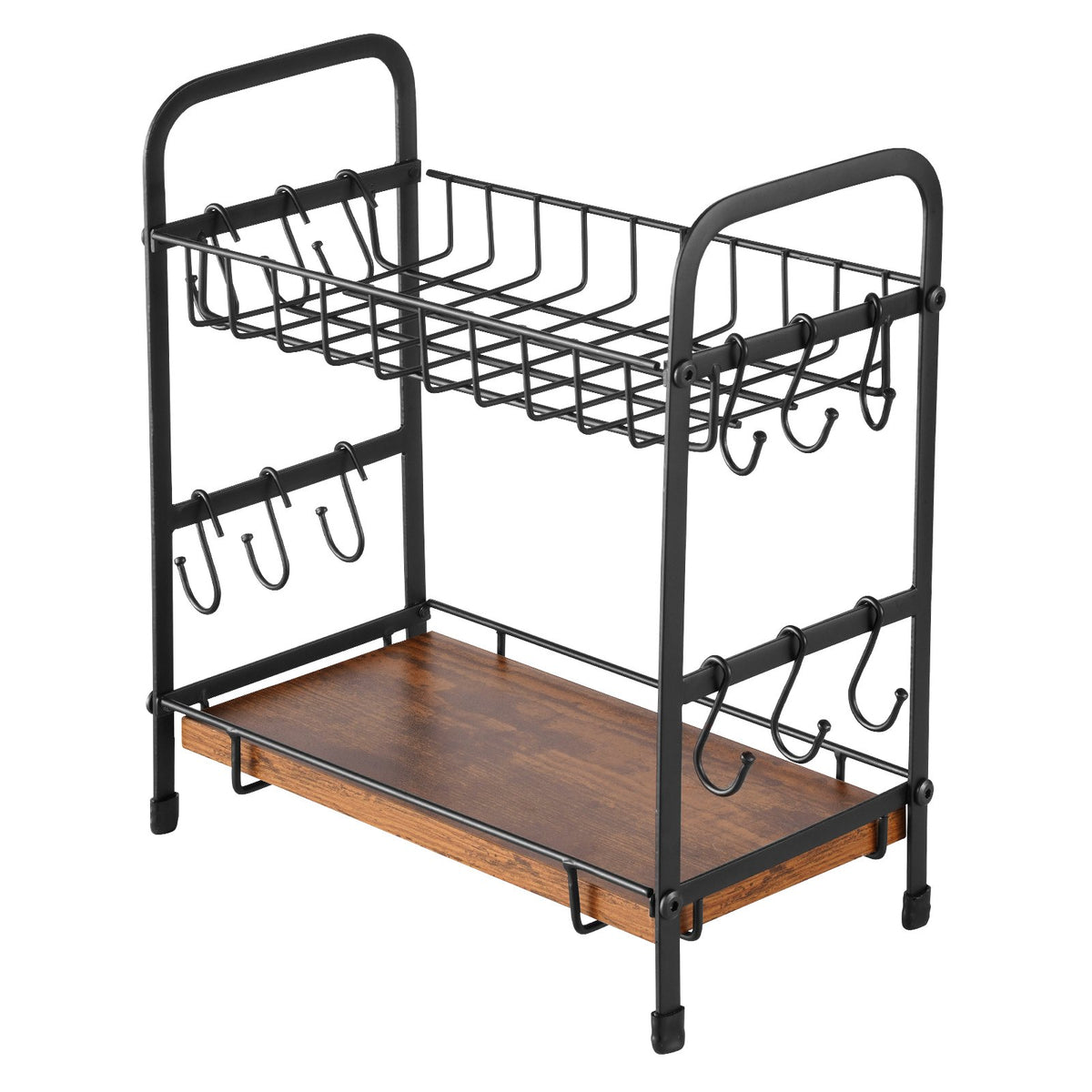 Coffee Bar Organizer | 2-Tier Countertop Stand with 12 Hooks