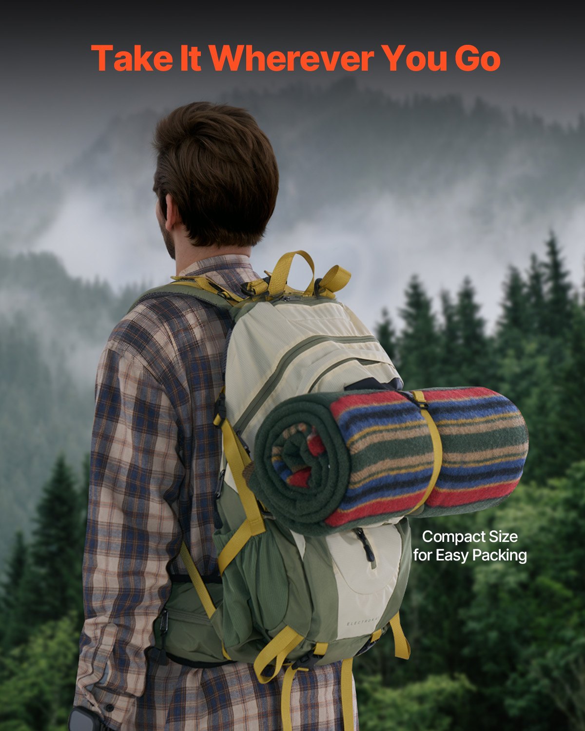 Wool Camping Blanket 1.62x2.23m | Warm Outdoor Blanket for Hiking, Travel & Camping