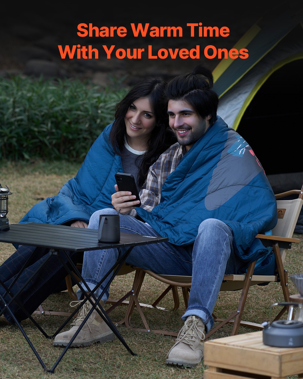 Wearable Camping Blanket | 1.9m x 1.32m Stadium Blanket for Outdoor Warmth