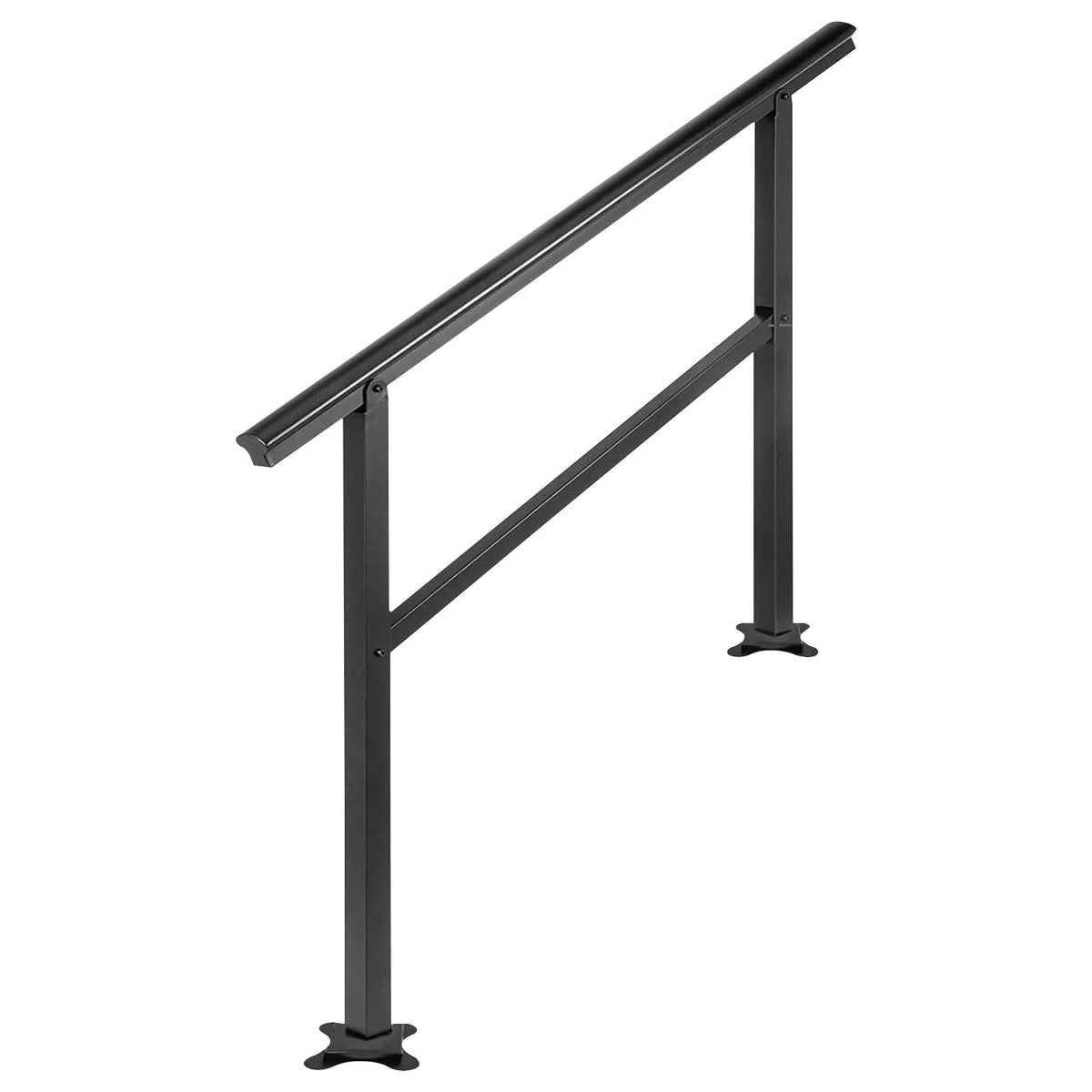 Outdoor Stair Handrail 47.6"x35.2" | Adjustable 0°-30° | Fits 3-4 Steps | Black Aluminum