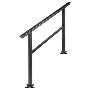 Outdoor Stair Handrail 47.6"x35.2" | Adjustable 0°-30° | Fits 3-4 Steps | Black Aluminum