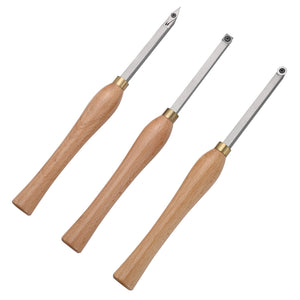 Wood Lathe Chisel Set 3 Piece | Carbide Turning Tools with Square, Round & Diamond Blades | 20cm Handles & Wooden Storage Box