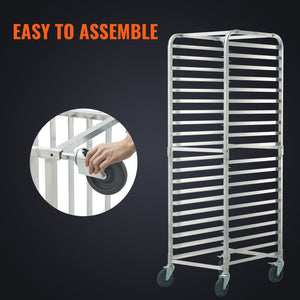 Bun Pan Rack 20-Tier | Commercial Aluminium Bakery Rack with Brake Wheels | Fits Half & Full Sheet Pans | Kitchen Storage Speed Rack | Bread Baking Equipment 660x517x1767mm