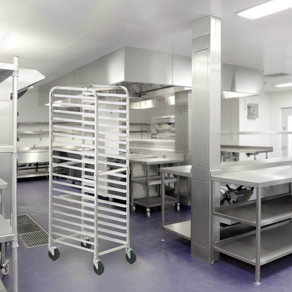 Bun Pan Rack 20-Tier | Commercial Aluminium Bakery Rack with Brake Wheels | Fits Half & Full Sheet Pans | Kitchen Storage Speed Rack | Bread Baking Equipment 660x517x1767mm