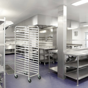 Bun Pan Rack 20-Tier | Commercial Aluminium Bakery Rack with Brake Wheels | Fits Half & Full Sheet Pans | Kitchen Storage Speed Rack | Bread Baking Equipment 660x517x1767mm