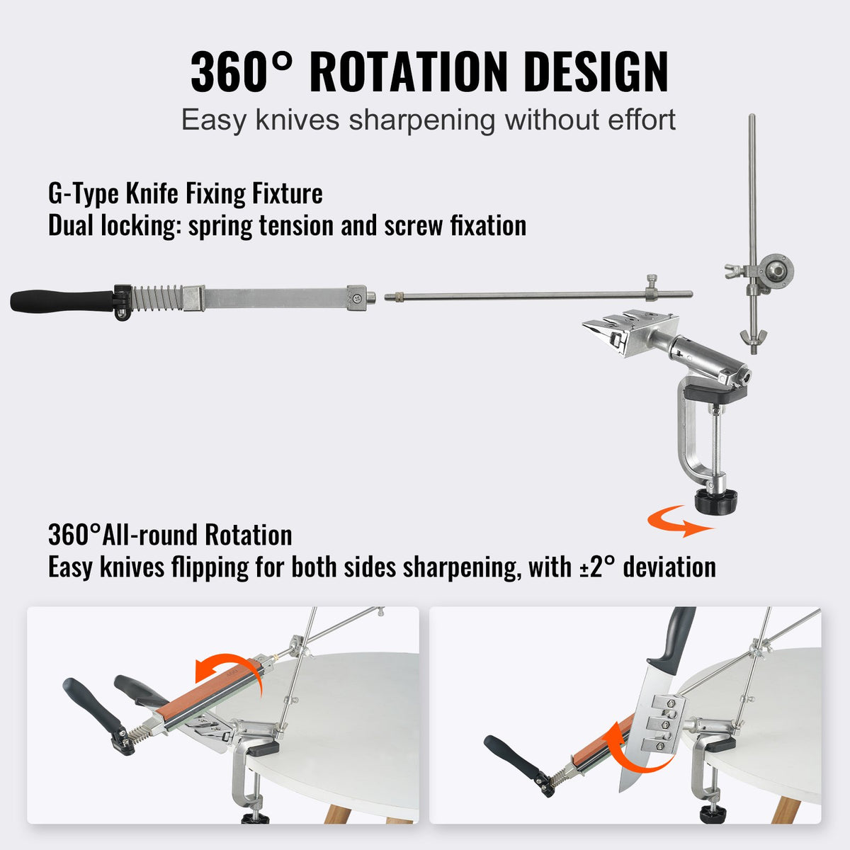 Knife Sharpening Kit | Rotation Flip Fixed Angle System with 12 Whetstones (120-10000 Grit) | For Knives & Scissors