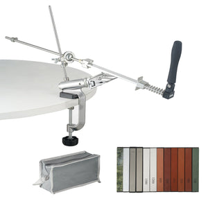 Knife Sharpening Kit | Rotation Flip Fixed Angle System with 12 Whetstones (120-10000 Grit) | For Knives & Scissors