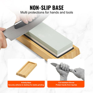 Knife Sharpening Kit 10 Piece | Dual-Sided Whetstones 400/1000 & 3000/8000 | Includes Bases, Guides & Flattening Stone