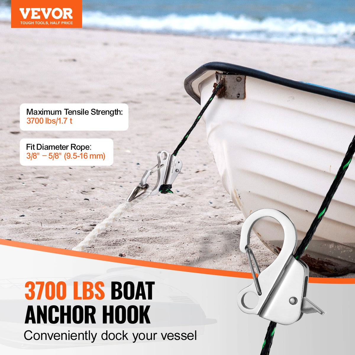 Boat Anchor Hook | Stainless Steel Knotless Anchor with Quick Release