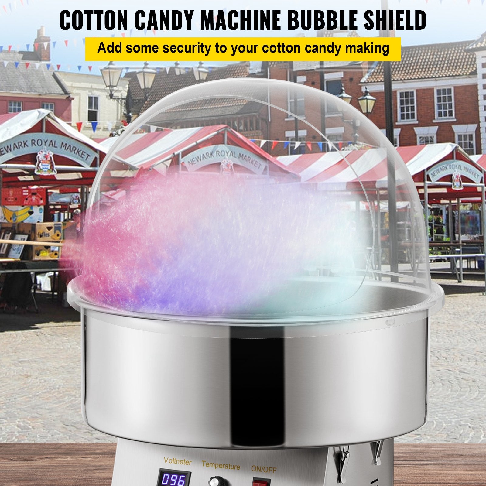 Cotton Candy Machine Bubble Shield 20.5" | Clear Plastic Cover for Commercial Candy Maker