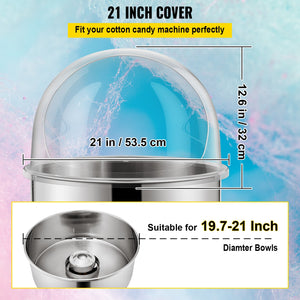 Cotton Candy Machine Bubble Shield 20.5" | Clear Plastic Cover for Commercial Candy Maker