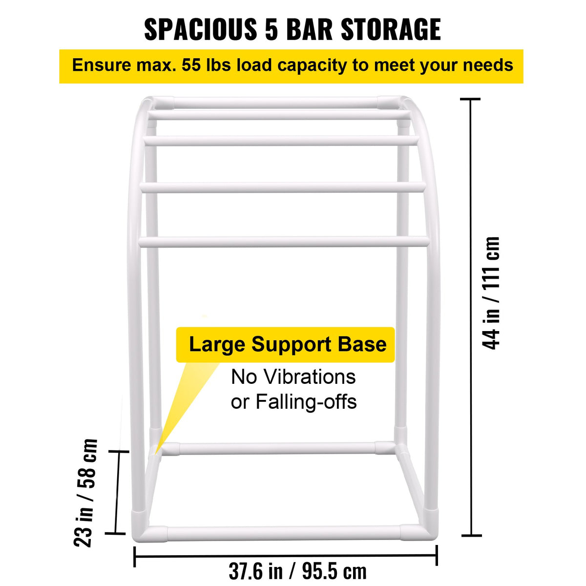 Pool Towel Rack 5 Bar | Milky PVC Freestanding Rack with 8 Clips & Mesh Bag | For Poolside, Beach & Outdoor Storage
