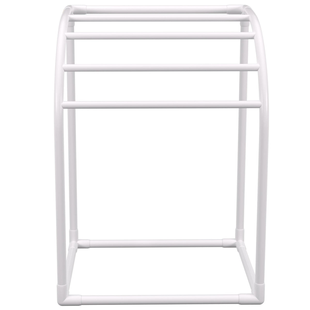 Pool Towel Rack 5 Bar | Milky PVC Freestanding Rack with 8 Clips & Mesh Bag | For Poolside, Beach & Outdoor Storage