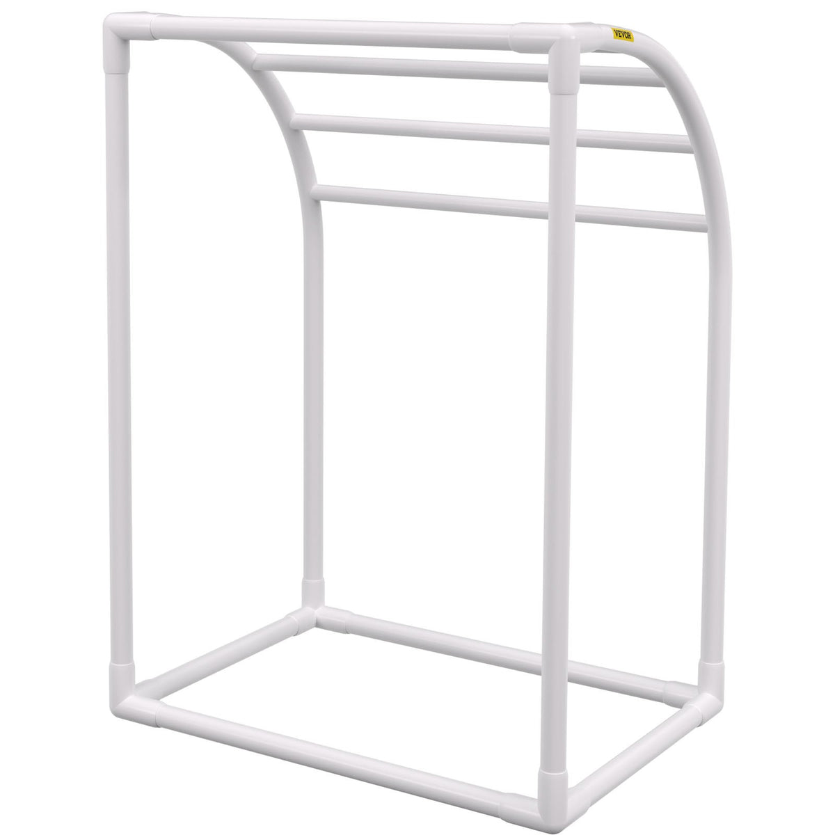 Pool Towel Rack 5 Bar | Milky PVC Freestanding Rack with 8 Clips & Mesh Bag | For Poolside, Beach & Outdoor Storage