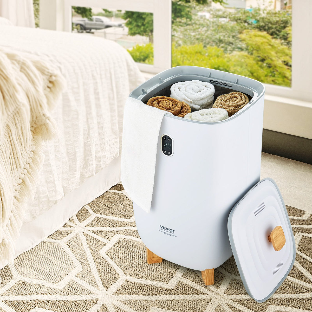 Towel Warmer Bucket | 35L with LED Screen, Timer & Dry Function | White