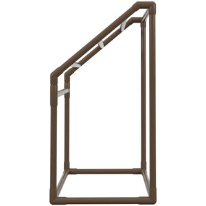 Pool Towel Rack 5 Bar | Brown PVC Freestanding Rack with 8 Clips & Mesh Bag | For Poolside, Beach & Outdoor Storage