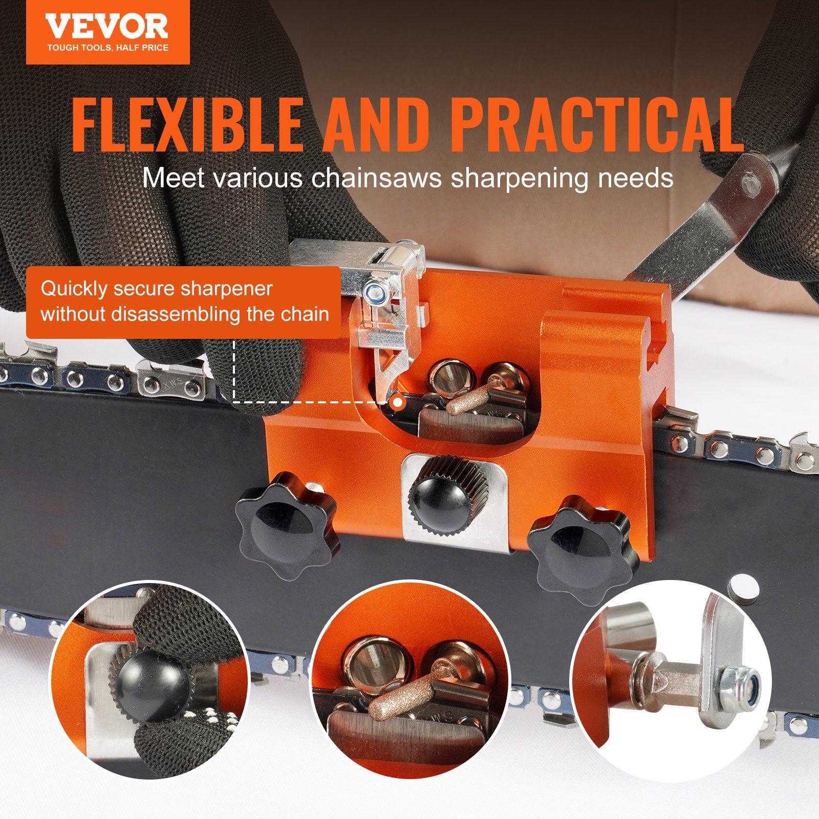 Chainsaw Sharpener | Hand-Crank Chain Saw Sharpener for 4"-22" Chains
