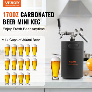 Beer Growler Tap System 5L | 304 Stainless Steel Pressurised Mini Keg | CO2 Regulator & Leak-Proof Tap for Homebrew & Craft Beer