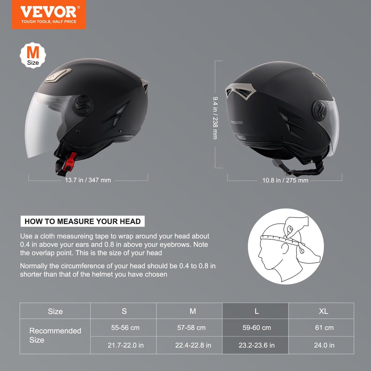 3/4 Face Motorcycle Helmet | Motocross Style with Bluetooth Communication
