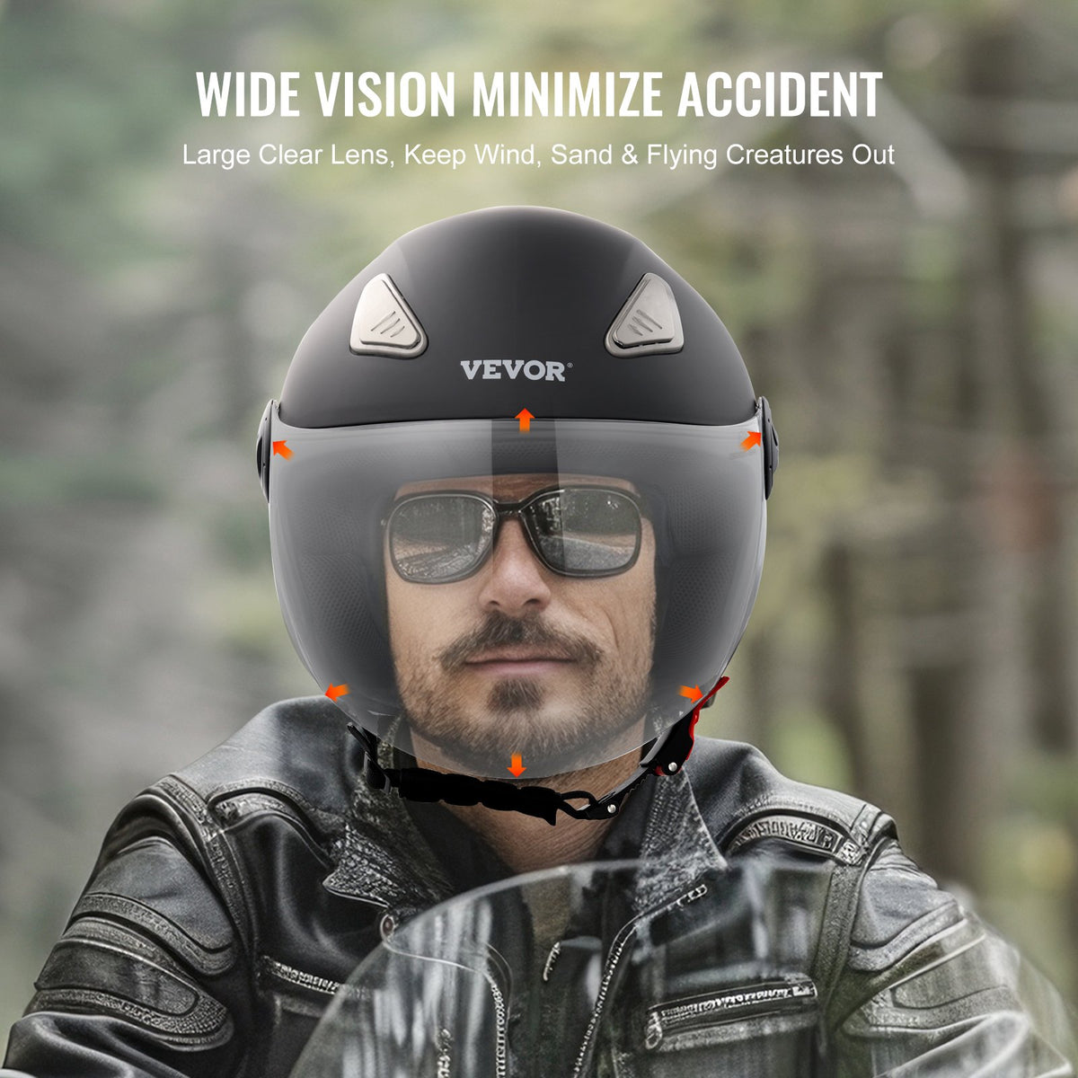 3/4 Face Motorcycle Helmet | Motocross Style with Bluetooth Communication
