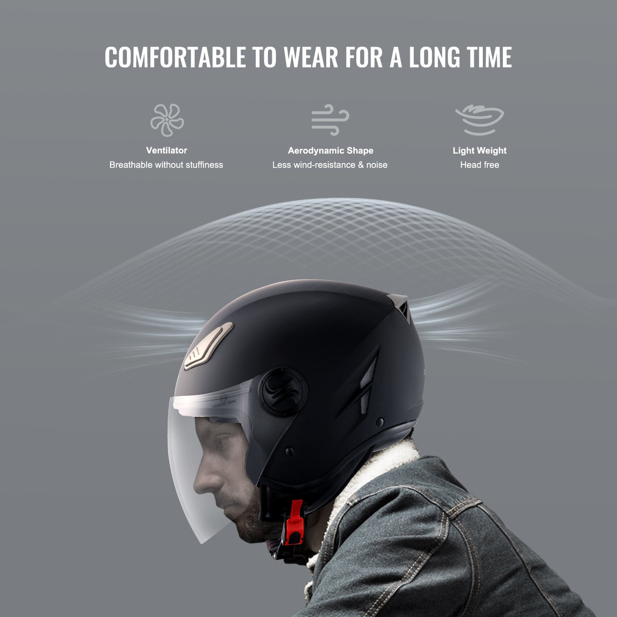 3/4 Face Motorcycle Helmet | Motocross Style with Bluetooth Communication