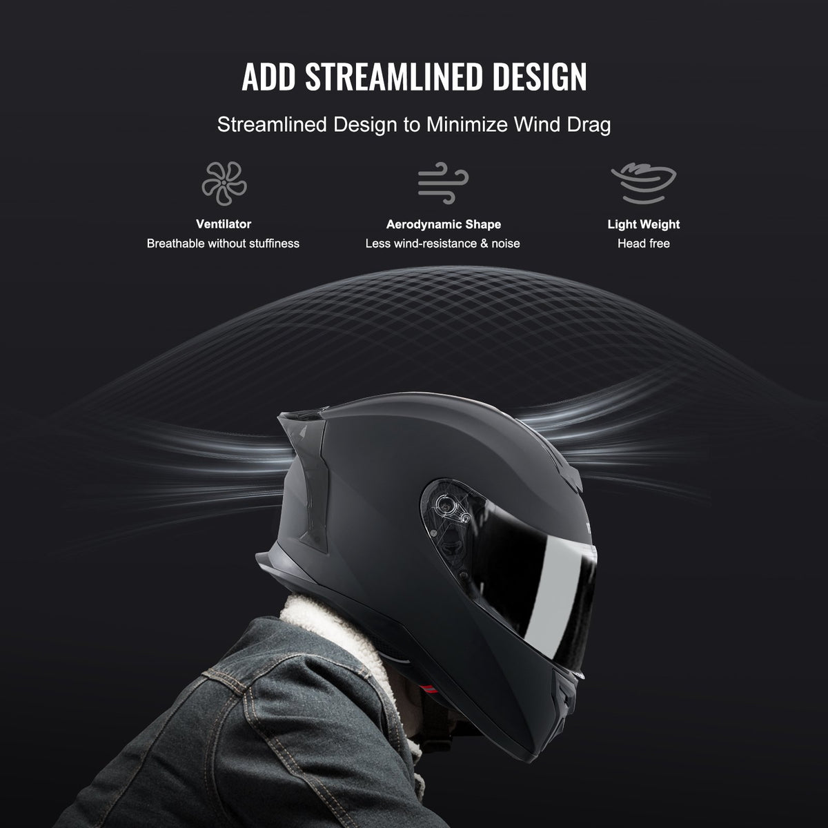 Full Face Motorcycle Helmet | Motocross Style with Bluetooth Slot | Matte Finish